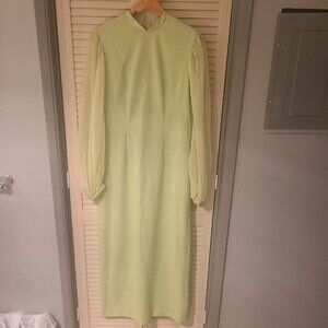Claralura Original California 1960's Lime Green Crepe Chiffon Dress L/XL